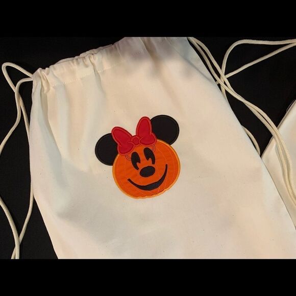 𝅺🧡🖤🧡FREE CUSTOM NAME🖤Drawstring Canvas Backpack - Picture 2 of 3